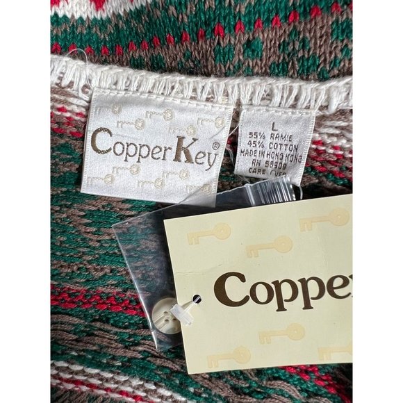 Copper Key Womens Cardigan Sweater Vest Green Ramie Cotton Sleeveless L New - Picture 11 of 12